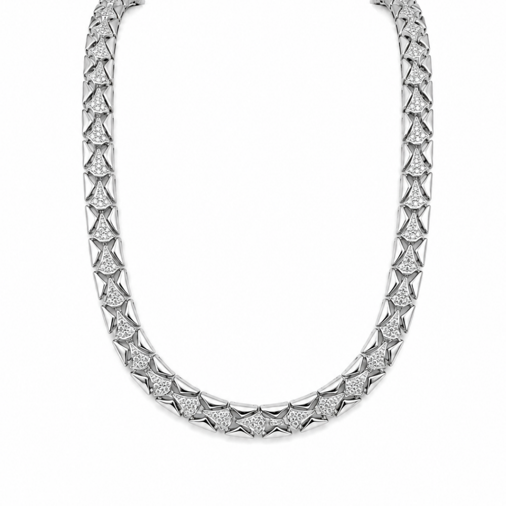 Choker Escama de Cobra Cravejada em Ródio Branco