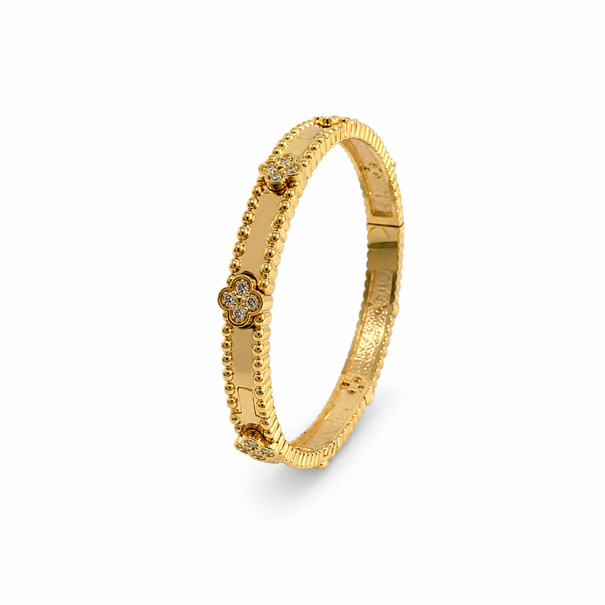 Conjunto Bracelete e Anel Inspiração Banhado a Ouro Cravejado de Microzircônias