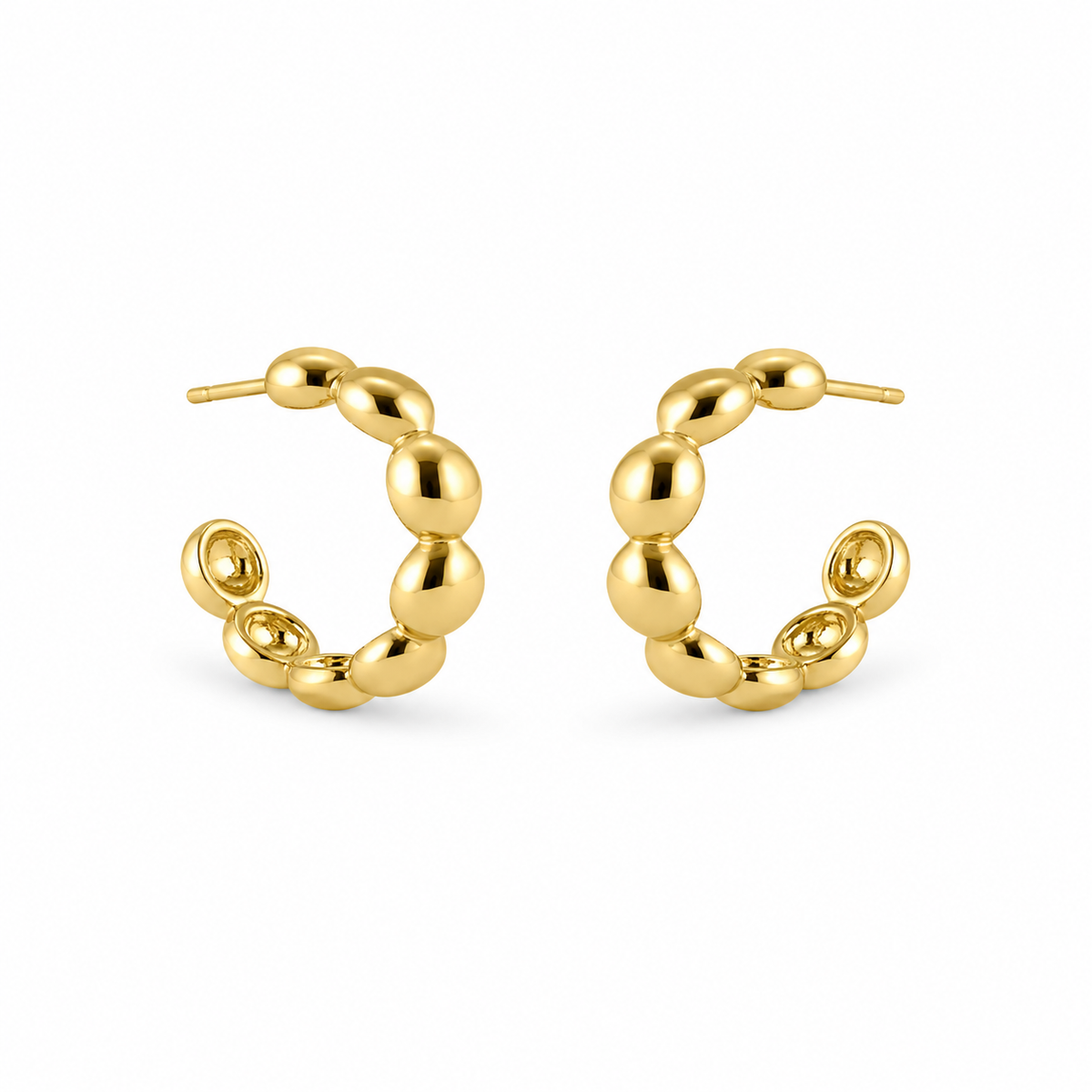Brinco de Argola com Bolas Banhado a Ouro