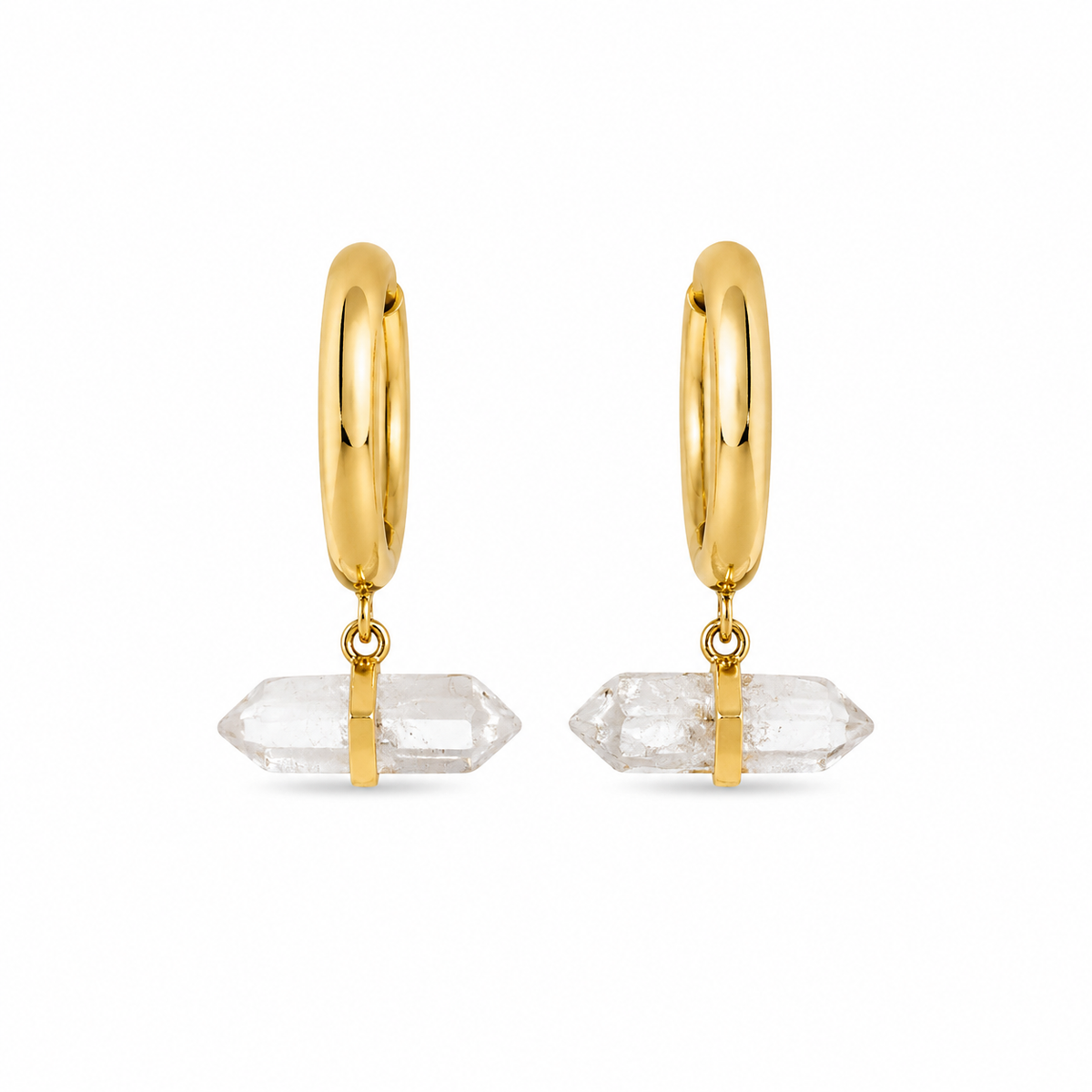 Brinco Classic Cristal Banhado a Ouro