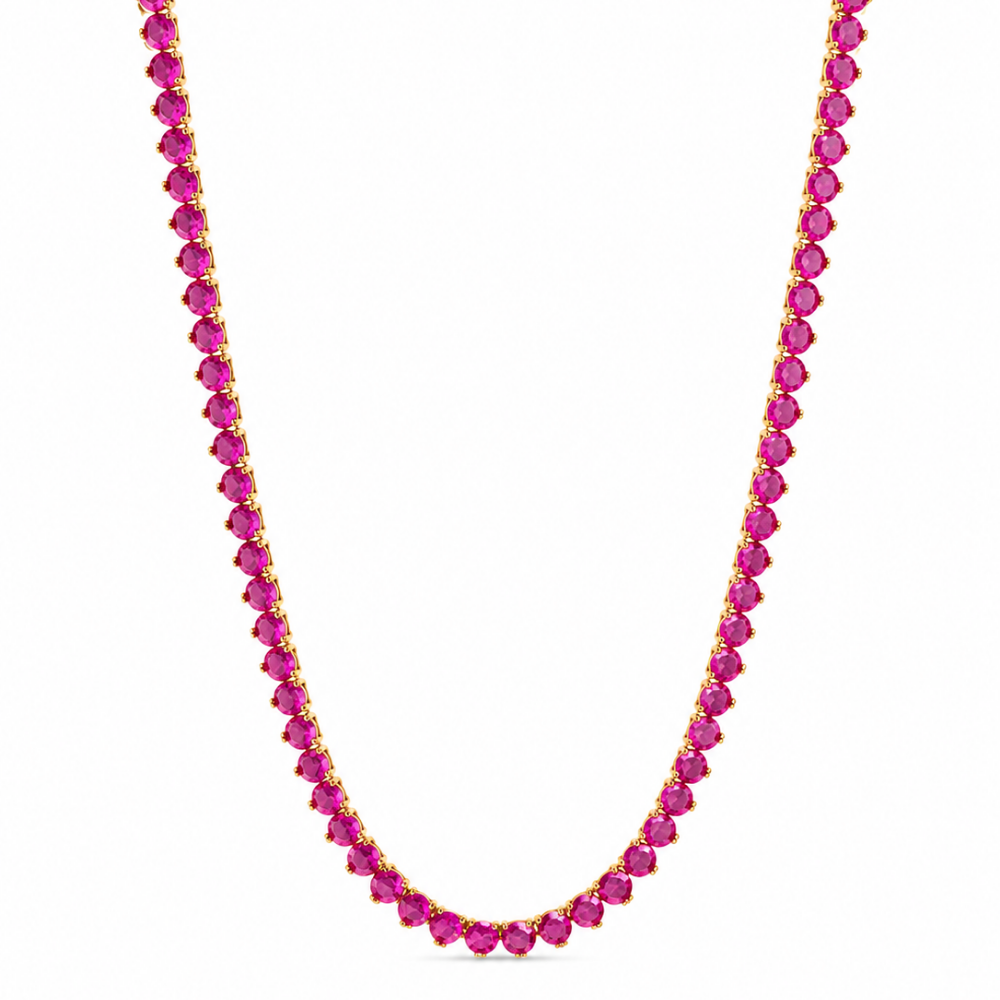COLAR RIVIEIRA PINK 3 PONTOS BANHO OURO