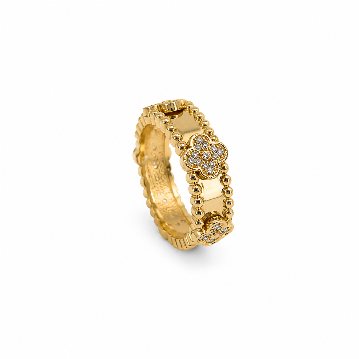 Conjunto Bracelete e Anel Inspiração Banhado a Ouro Cravejado de Microzircônias