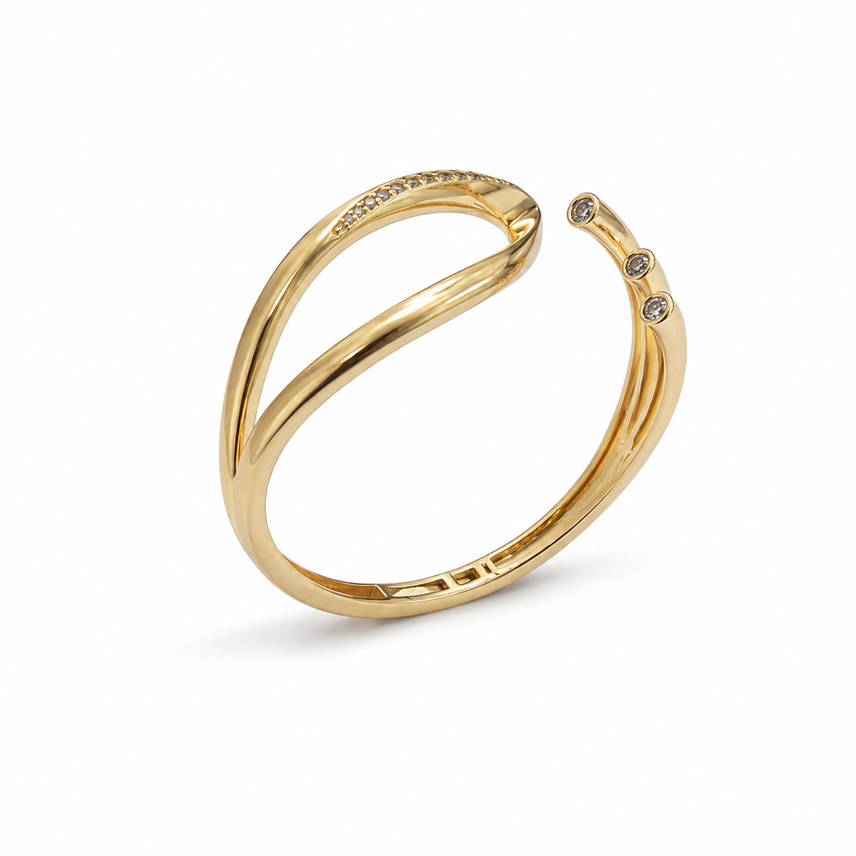 Bracelete Aberto com Zircônias Banhado a Ouro