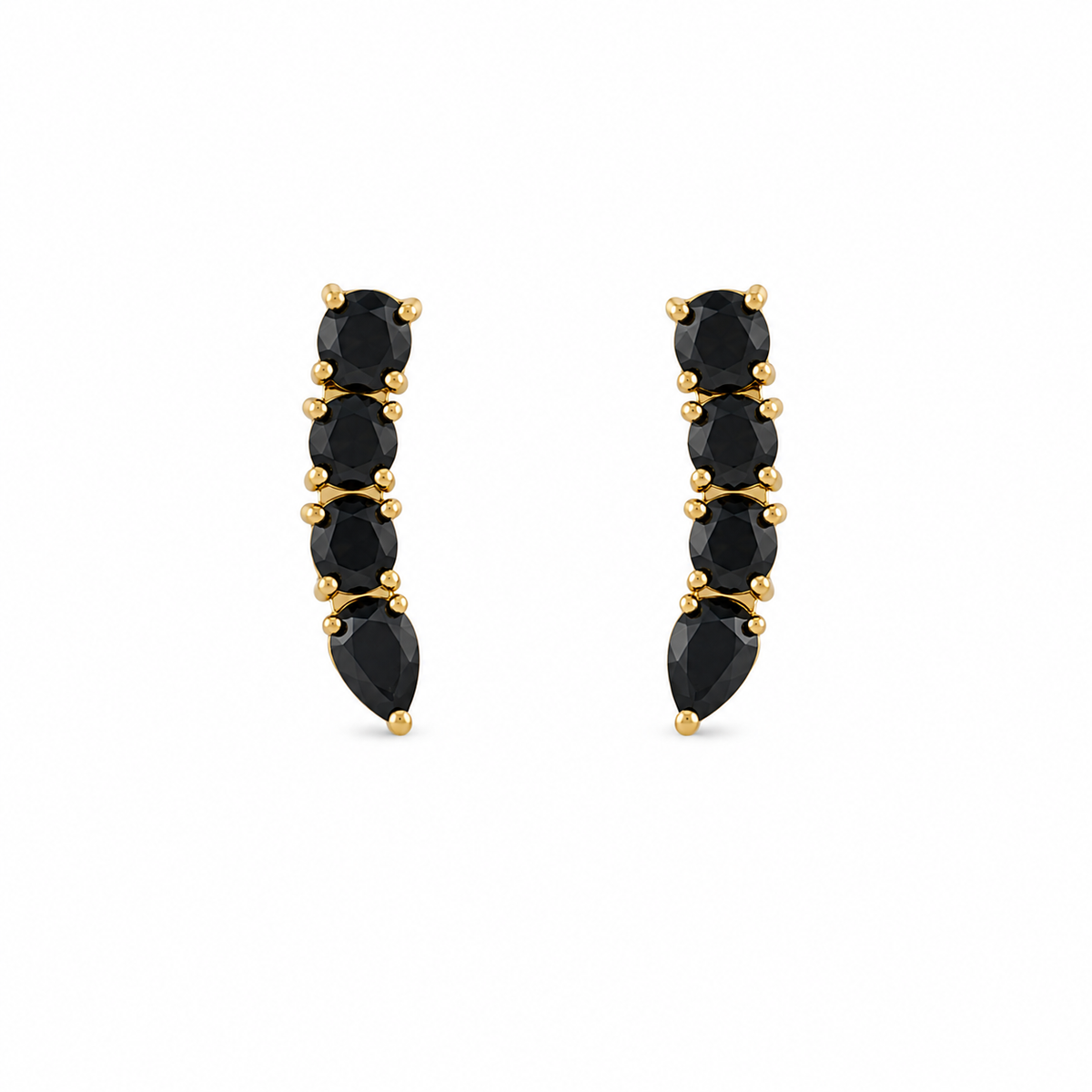 Brinco Ear Cuff Preto Banhado a Ouro
