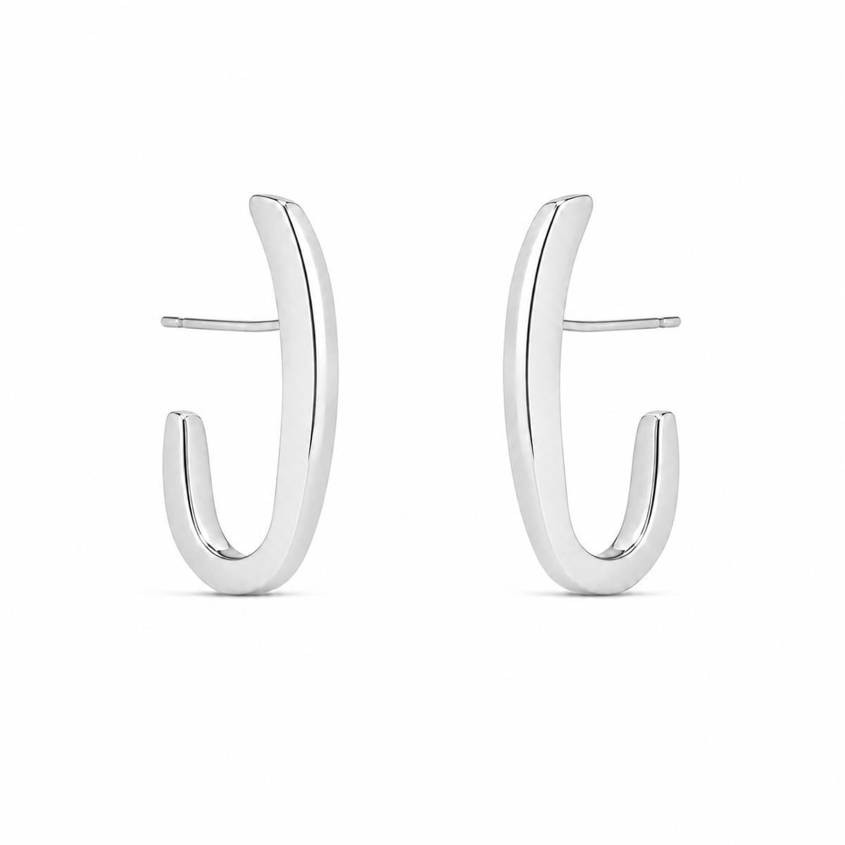 Brinco Ear Hook Orgânico Liso Banhado a Prata