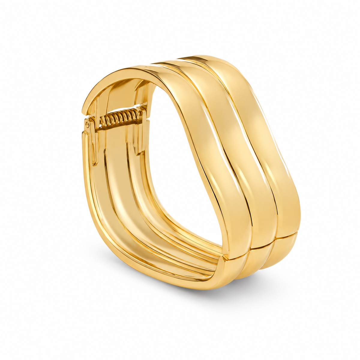 Bracelete Ondulado com Banho em Ouro