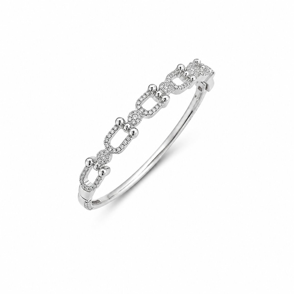 Bracelete Inspiração Cravejado com Microzircônias Banhado a Ródio Branco