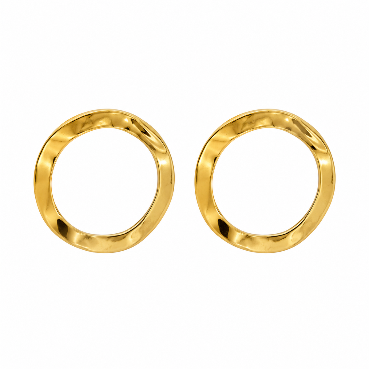Brinco Círculo Orgânico Vazado Grande Banhado a Ouro
